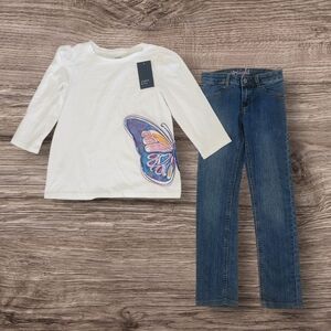 Girls Crown & Ivy Butterfly Top NWT  Gymbore Jeans Sz 10